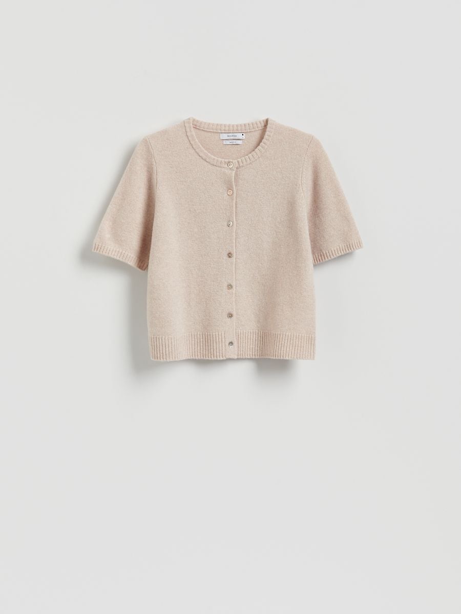 Wool cardigan - beige - RESERVED