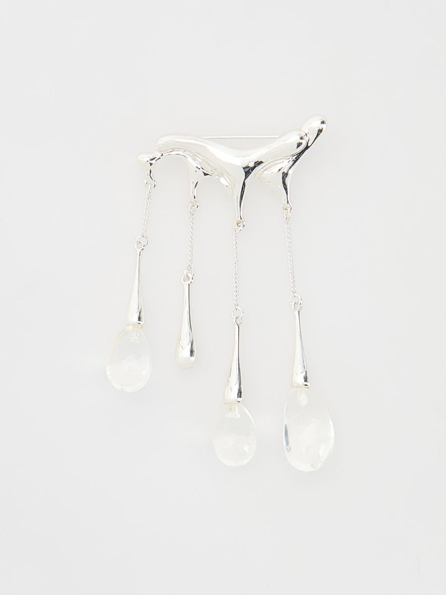 Spilla color argento con ciondoli - argento - RESERVED - 4