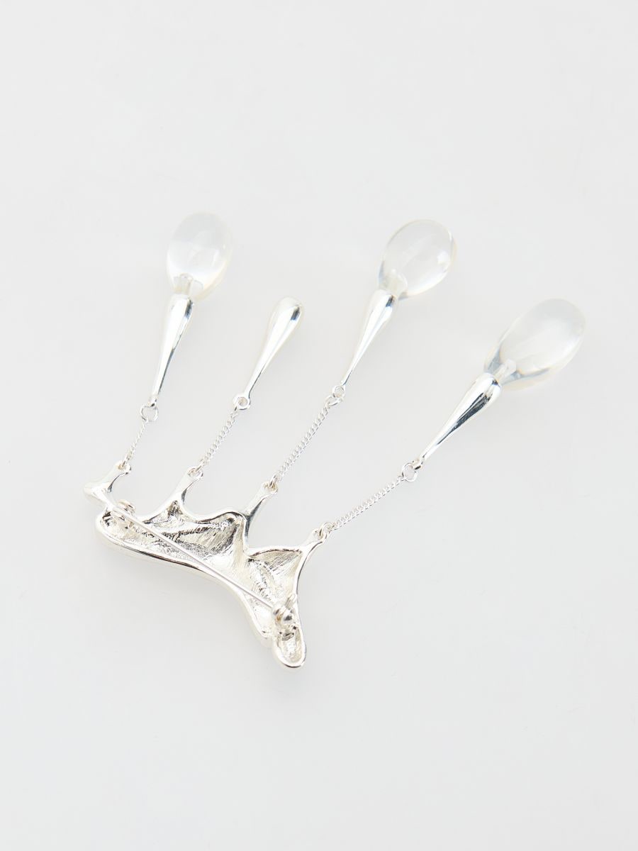 Spilla color argento con ciondoli - argento - RESERVED - 5