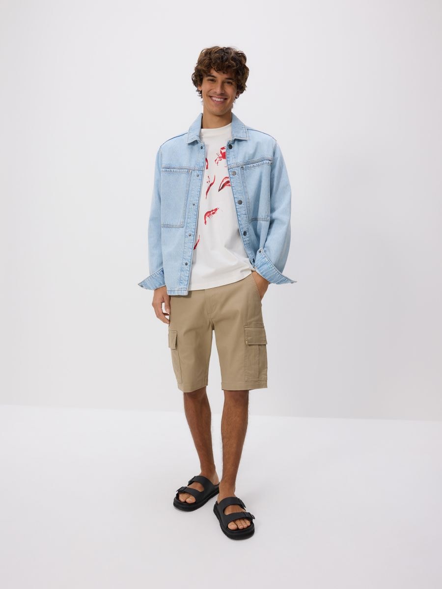 Relaxed fit T-shirt with print - cream - RESERVED - 3
