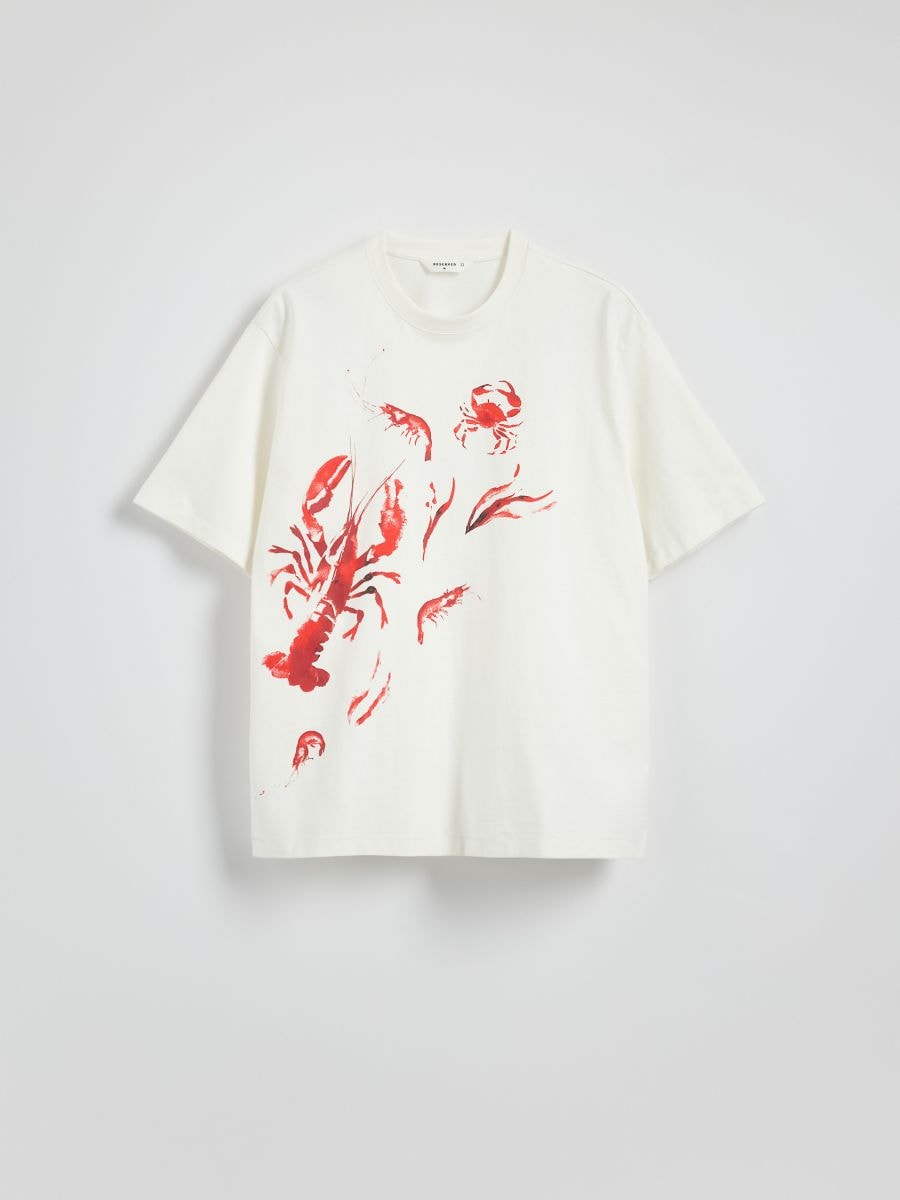 Relaxed fit T-shirt with print - cream - RESERVED - 4