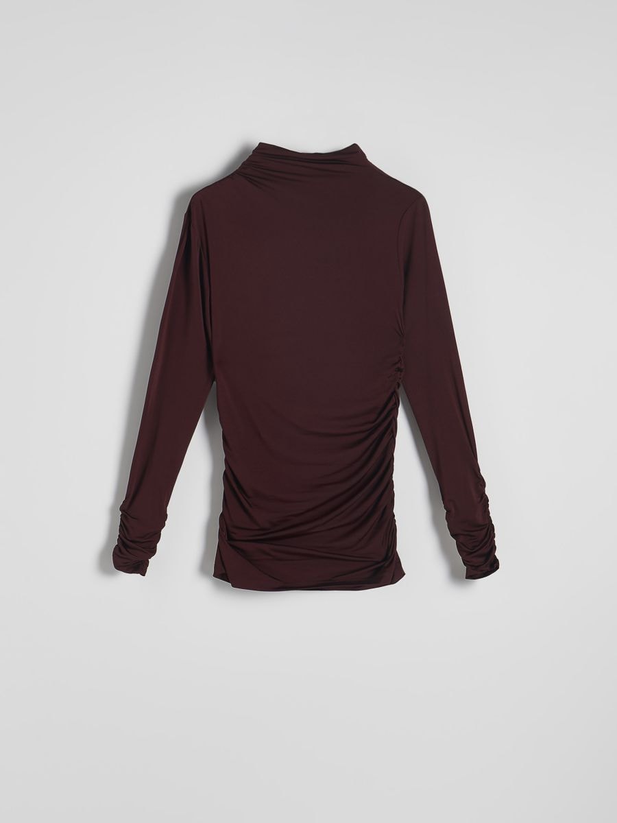 Mock neck top with ruching - maroon - RESERVED - 5