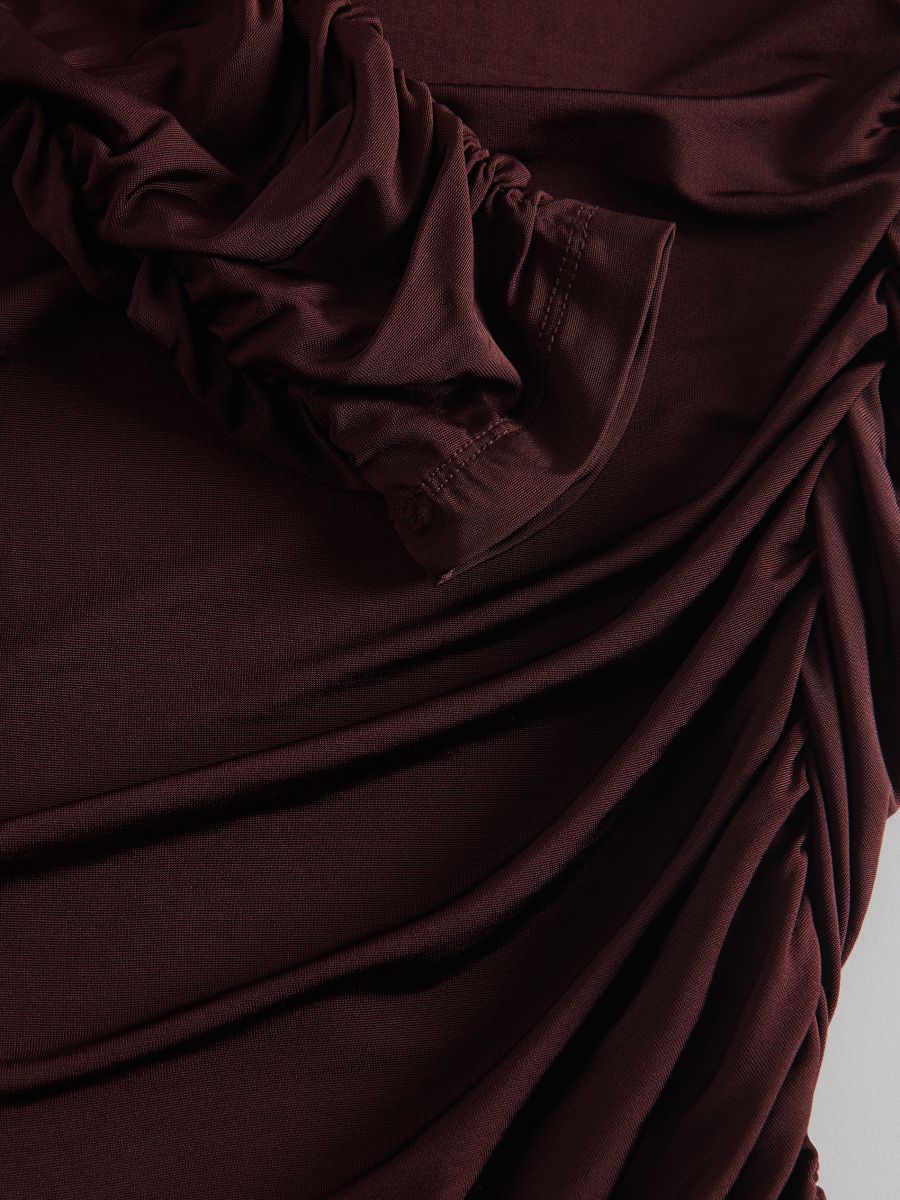 Mock neck top with ruching - maroon - RESERVED - 6