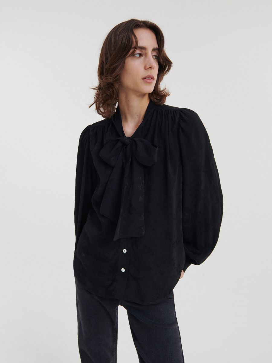 Viscose overhemd - zwart - RESERVED - 2