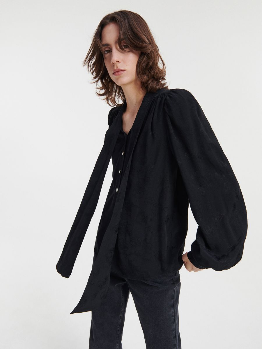 Viscose overhemd - zwart - RESERVED - 4