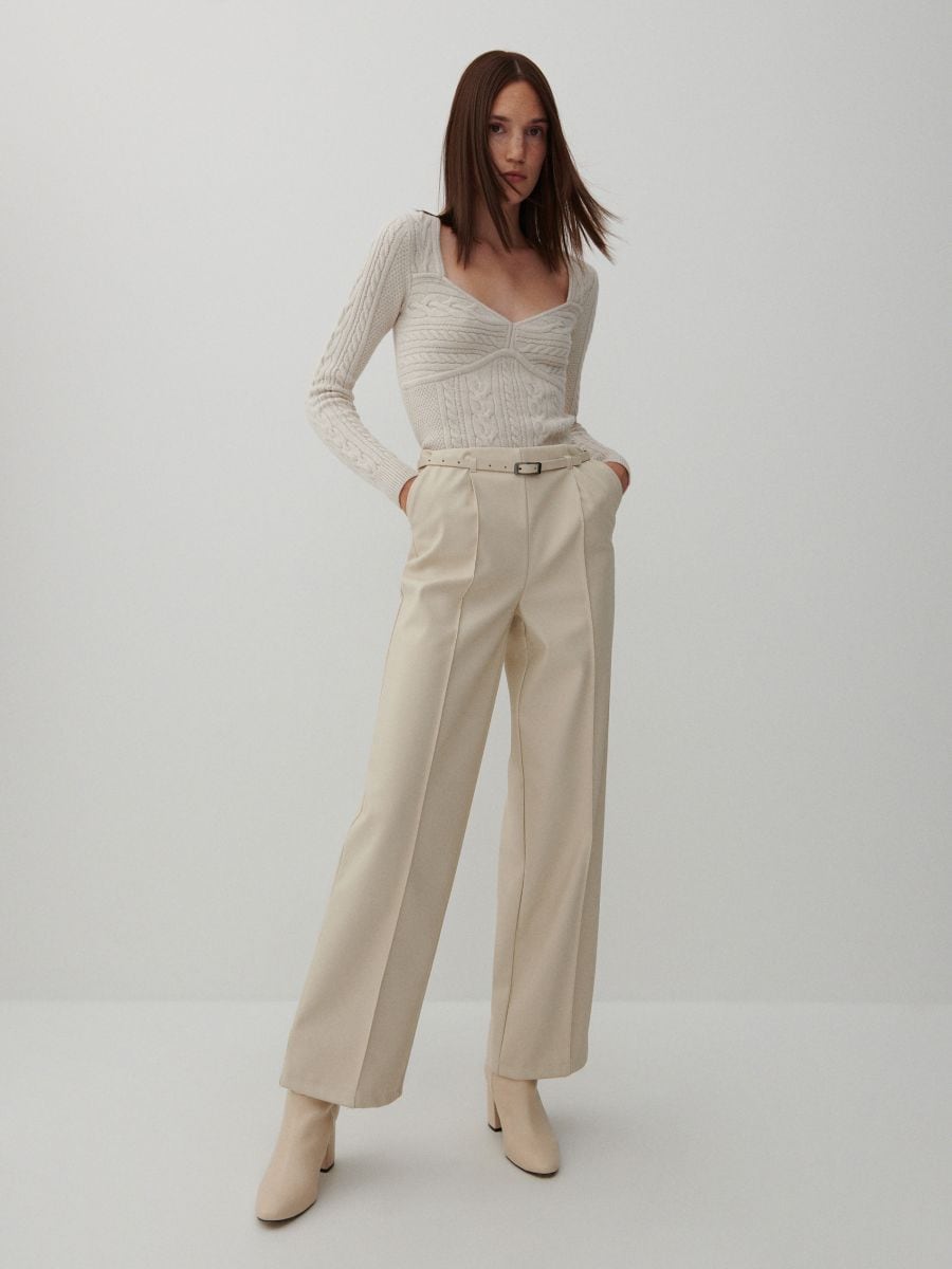 Faux leather trousers COLOUR beige - RESERVED - 2516M-80X