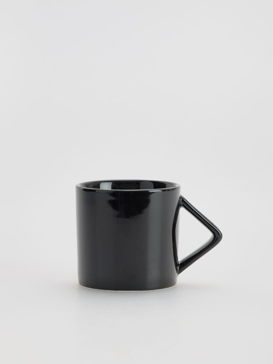 Mug with decorative handle - black - RESERVED