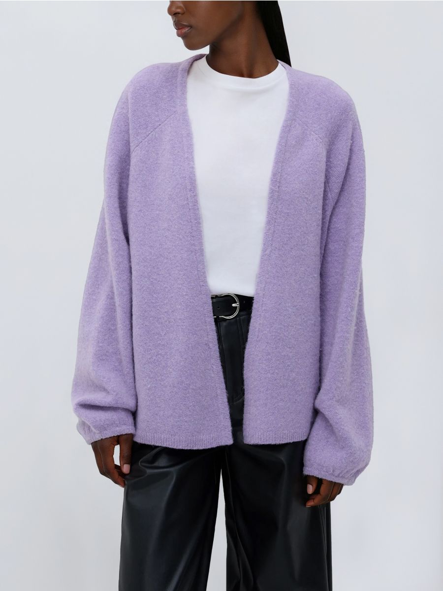 Kardigan z mešanico volne - sivka - RESERVED