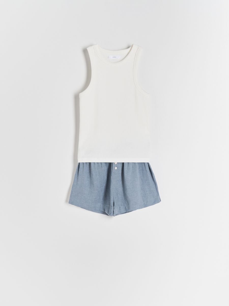 Two piece pyjama set with linen blend - light grey - RESERVED - 4