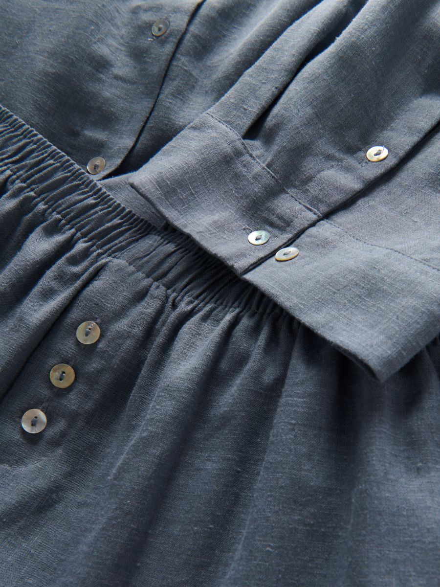 Two piece pyjama set with linen blend - steel blue - RESERVED - 6