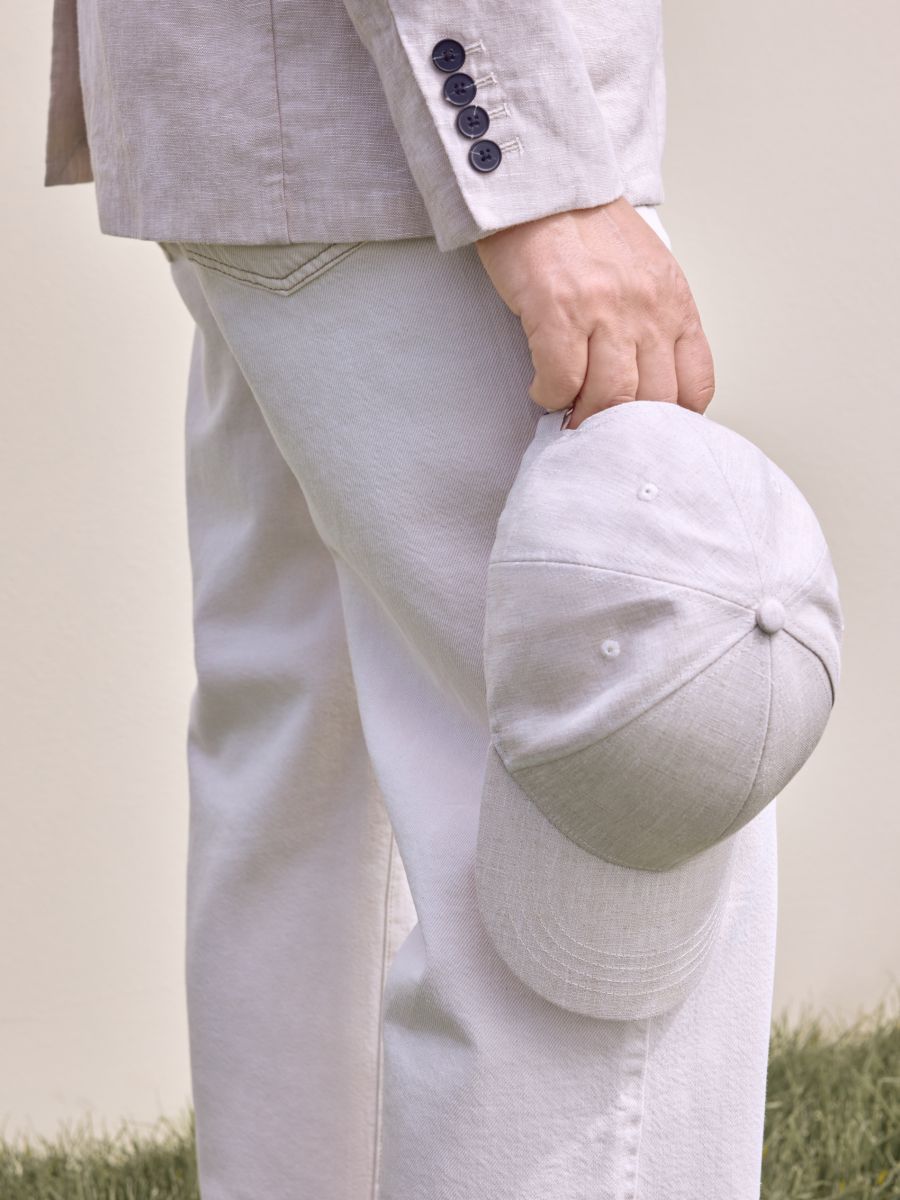 Lniana czapka baseball - beżowy - RESERVED