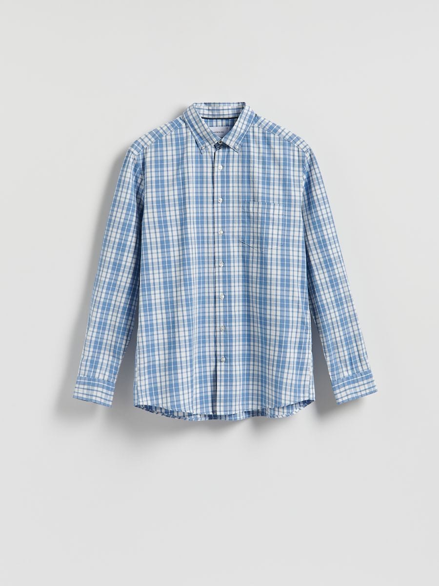 Koszula regular fit w kratę - niebieski - RESERVED