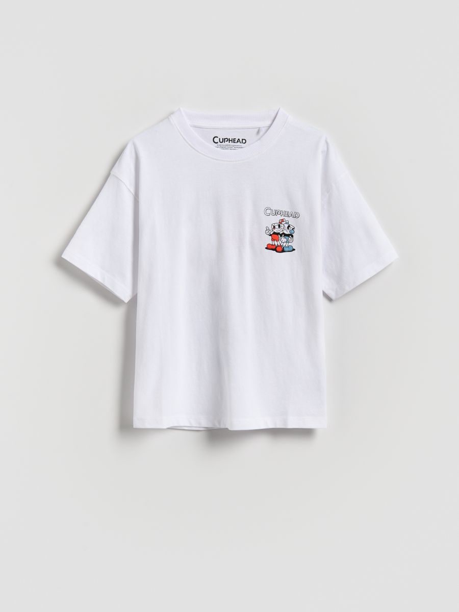 Oversize tričko Cuphead - biela - RESERVED