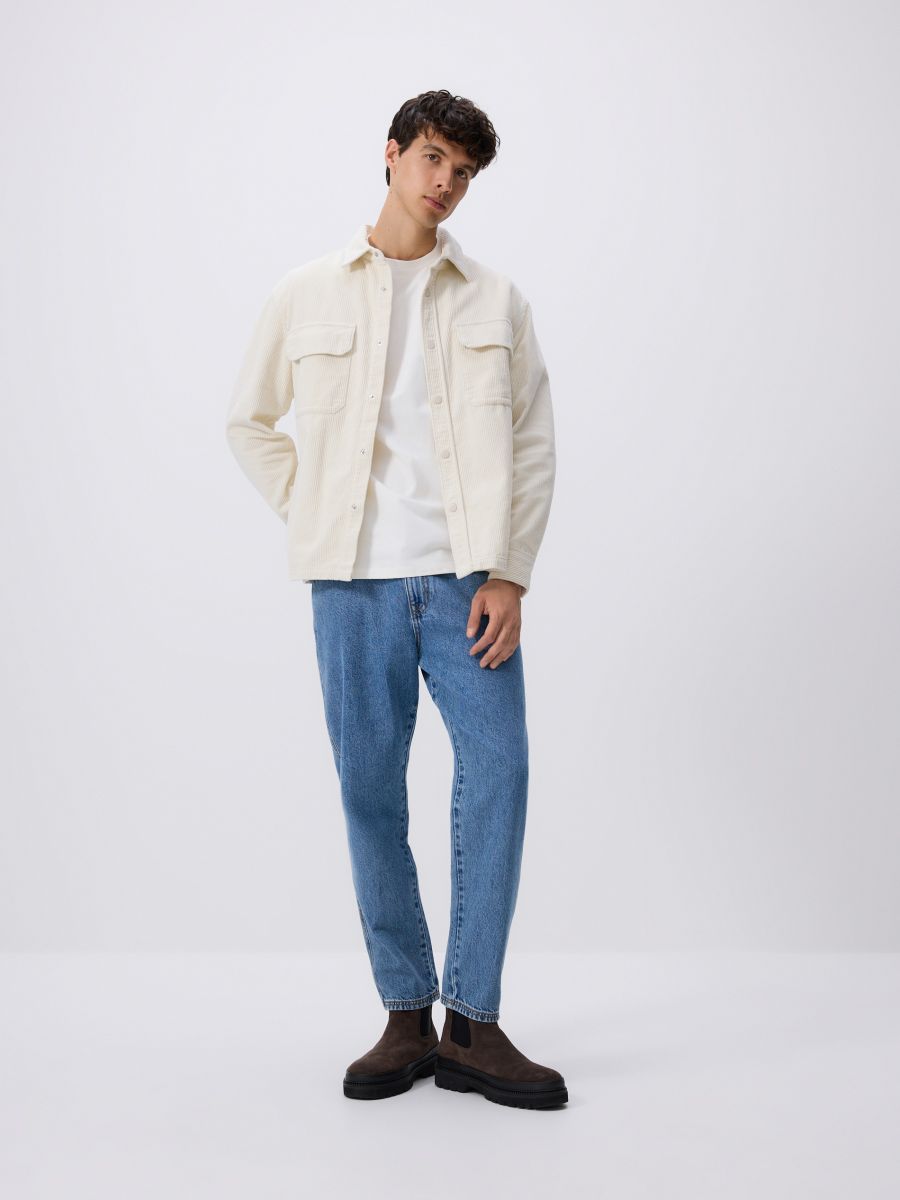 Comfort fit corduroy overhemd - crème - RESERVED