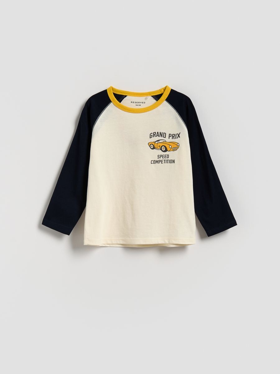 Cotton long sleeve T-shirt - cream - RESERVED