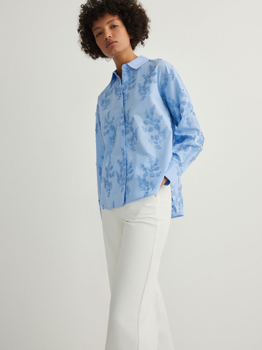 Blouse with embroidery - pale blue - RESERVED - 2