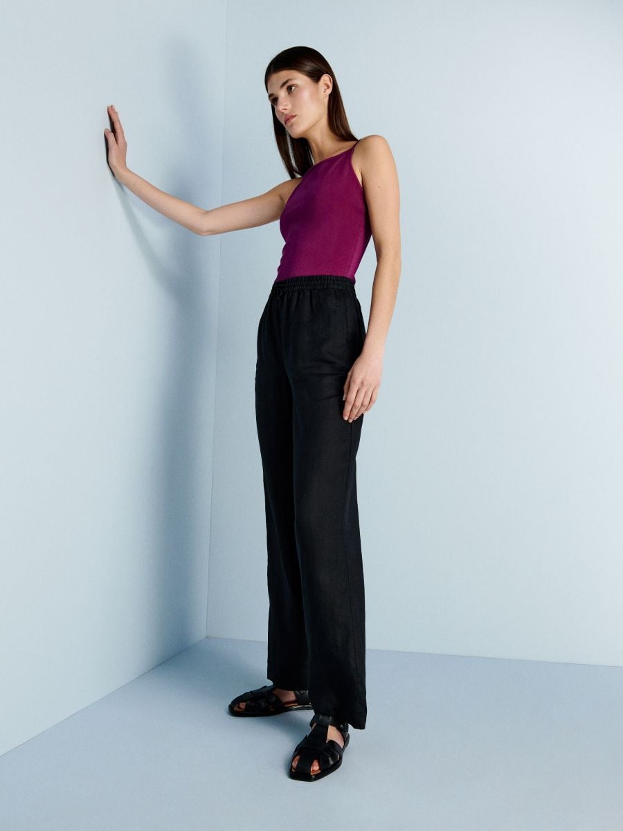 PREMIUM linen trousers - black - RESERVED - 2