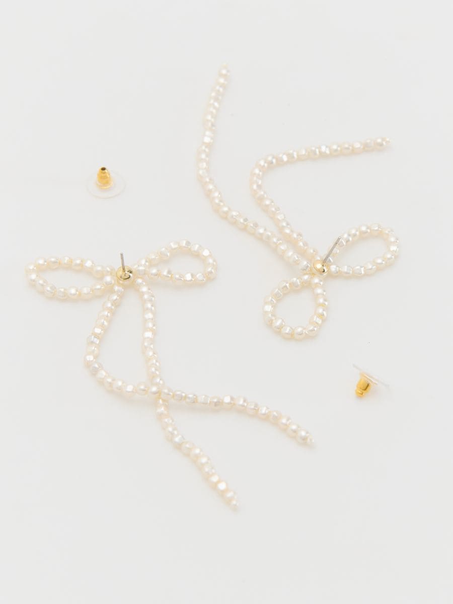 Dangle earrings with beads - white - RESERVED - 4
