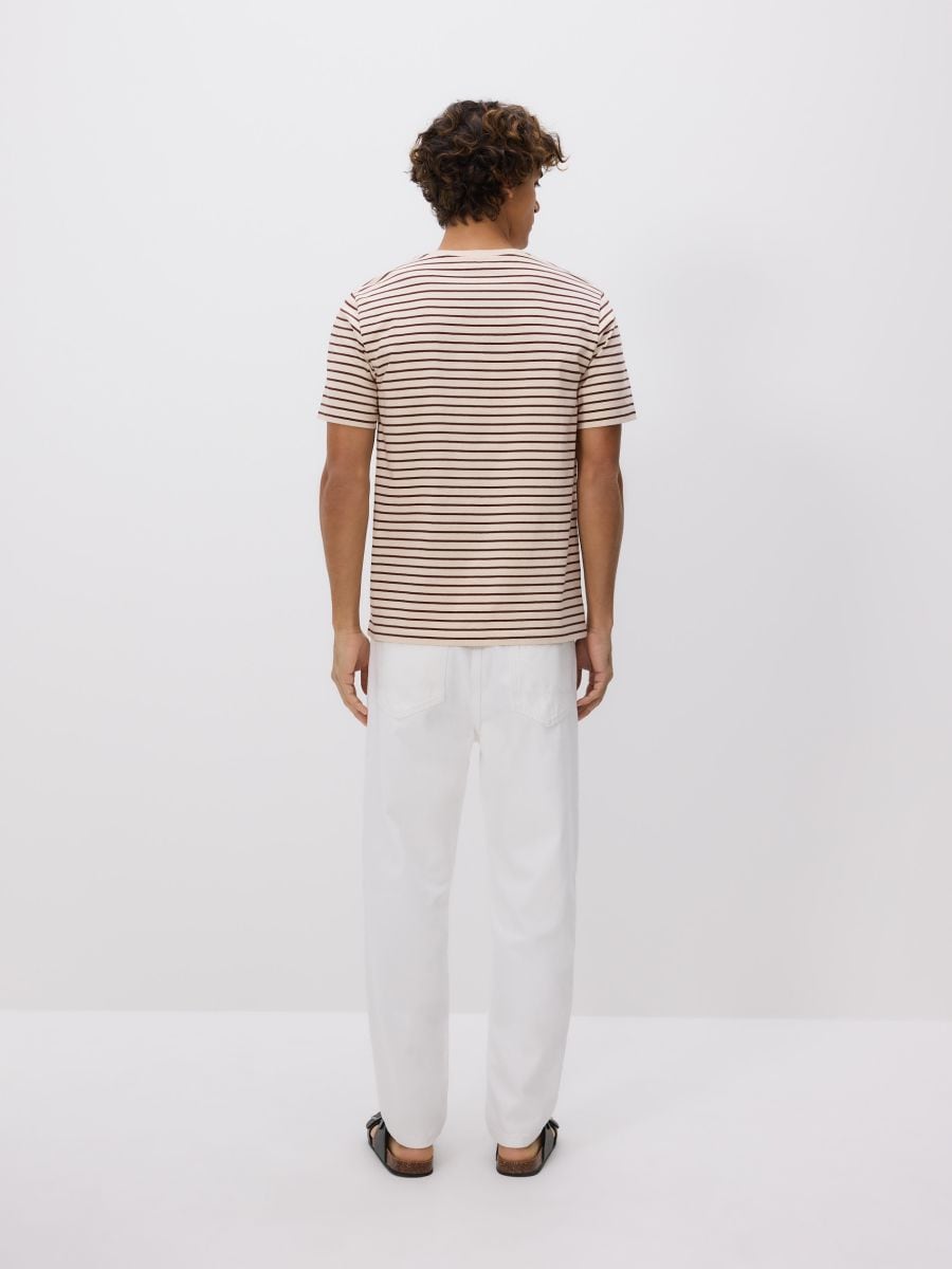 Regular fit stripe T-shirt - brown - RESERVED - 4
