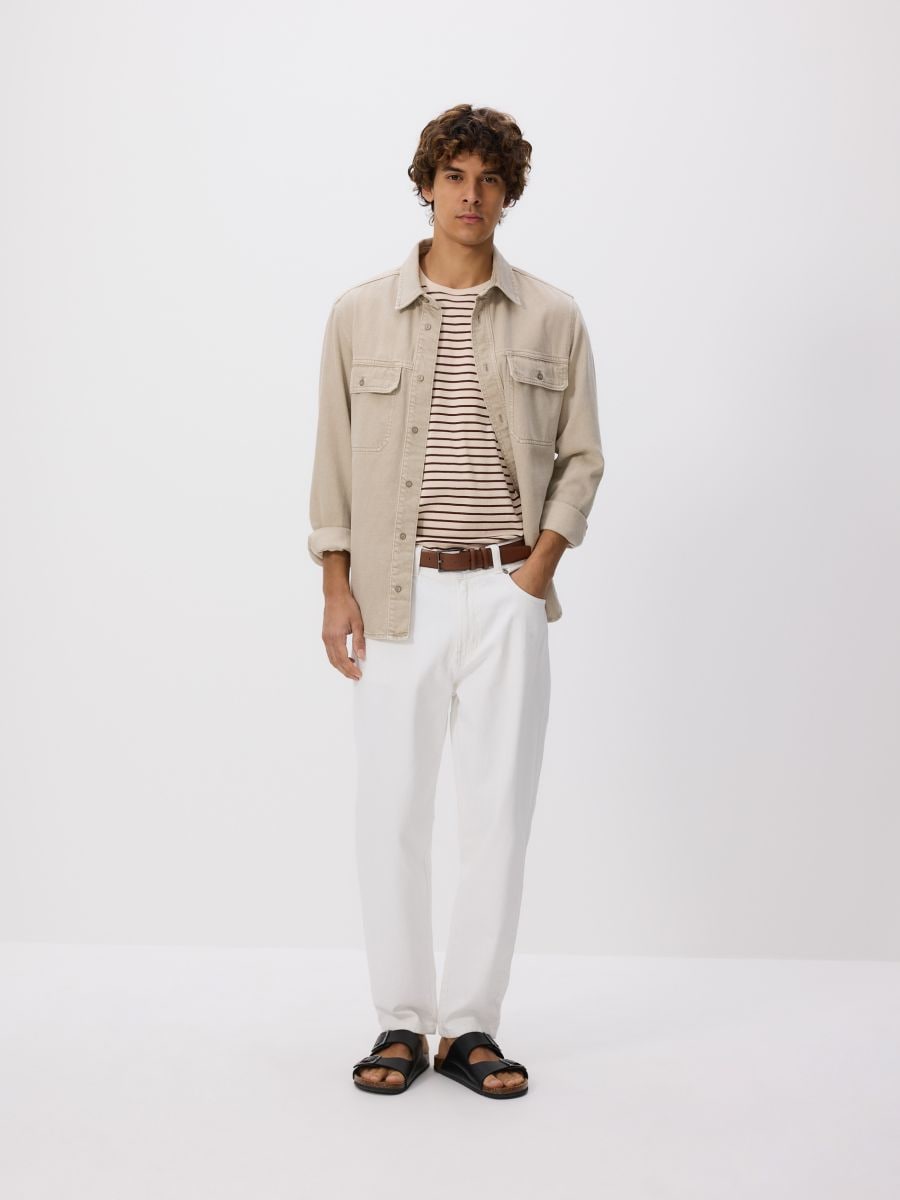 Regular fit stripe T-shirt - brown - RESERVED - 5