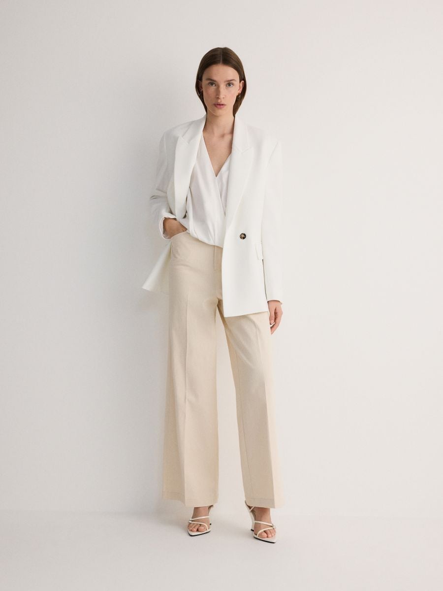 Viscose wrap front blouse - cream - RESERVED - 2