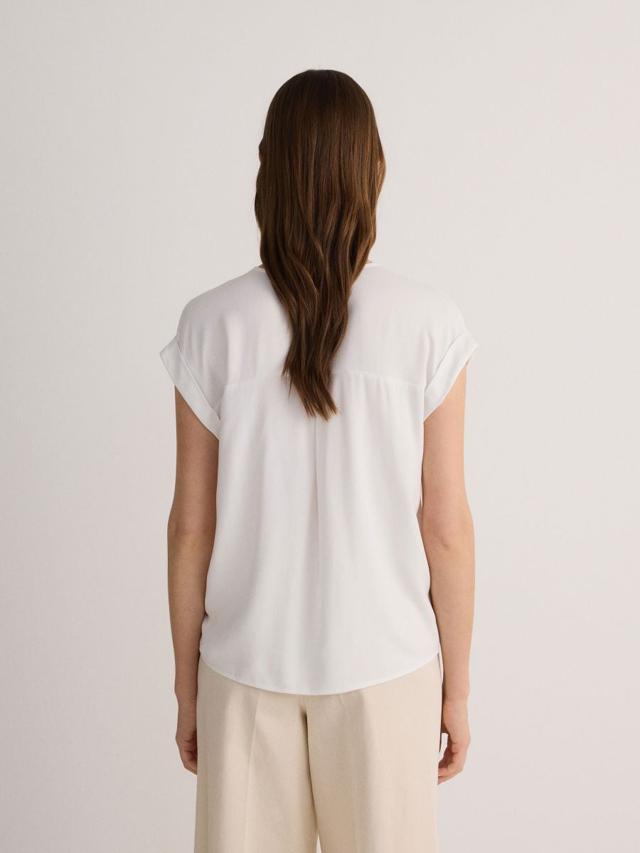 Viscose wrap front blouse - cream - RESERVED - 4