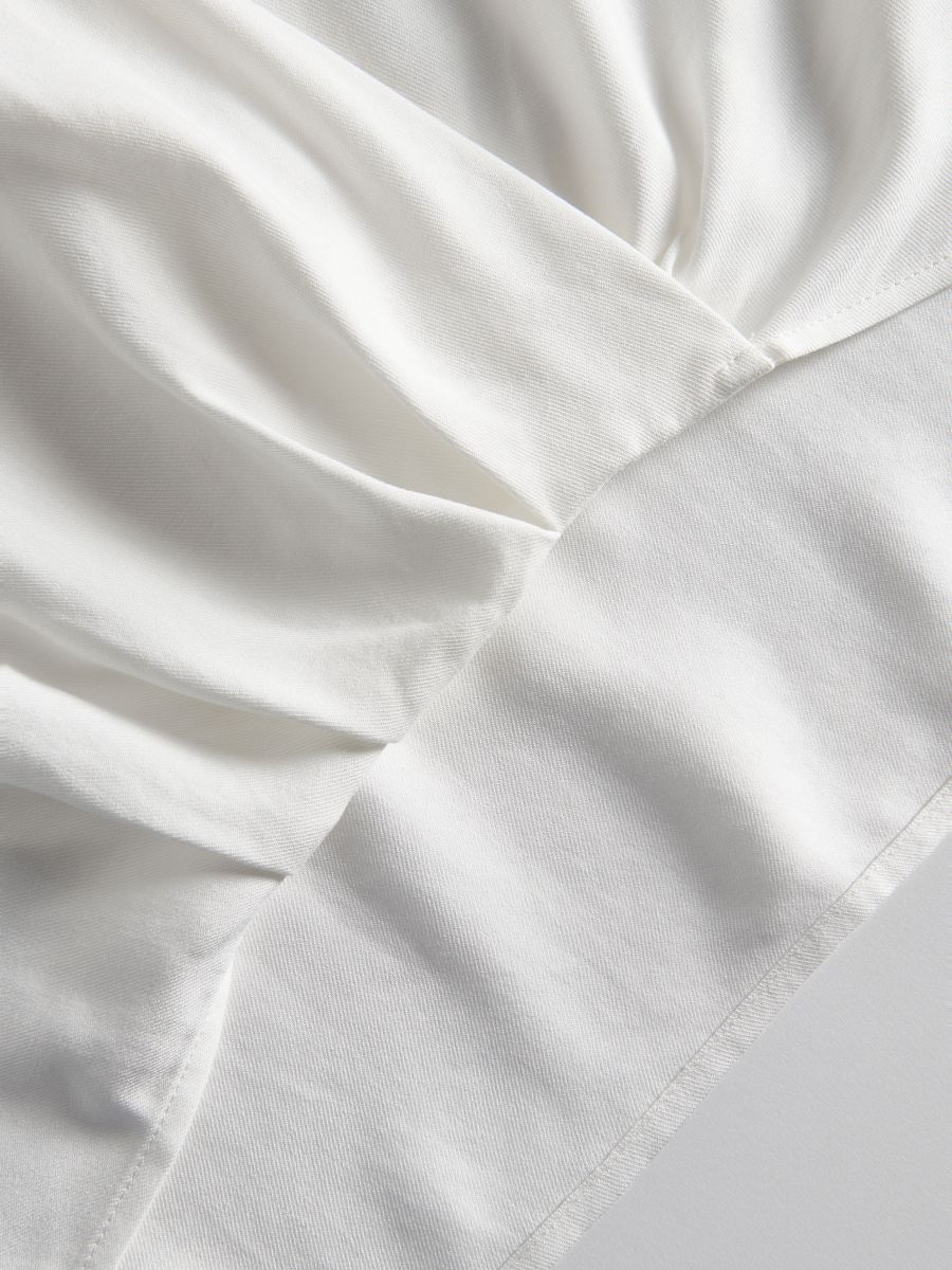 Viscose wrap front blouse - cream - RESERVED - 6