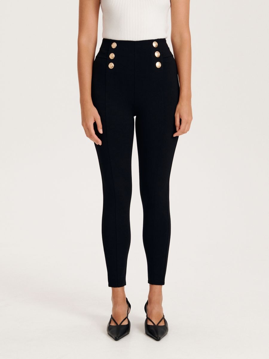 Leggings with decorative buttons - black - RESERVED - 3