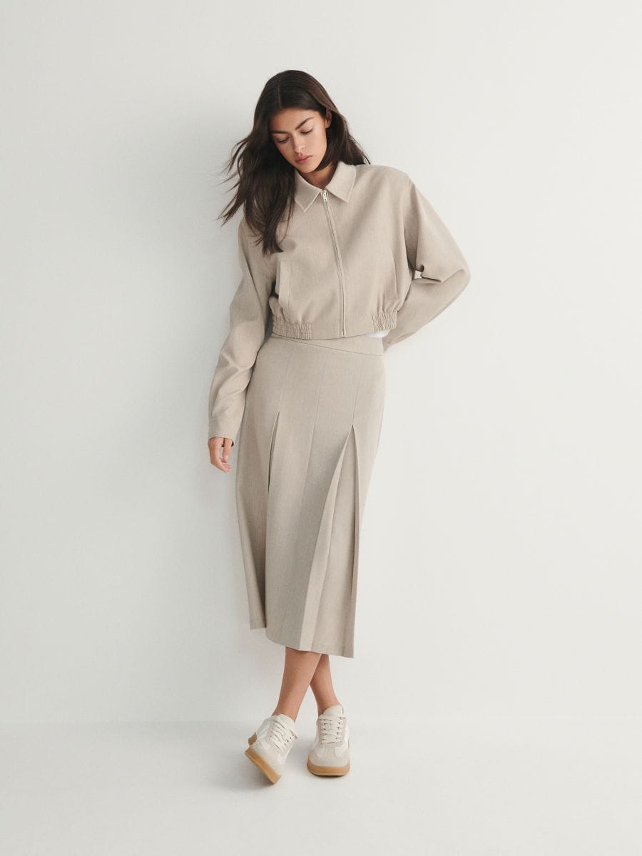 Suit style bomber jacket - beige - RESERVED - 2