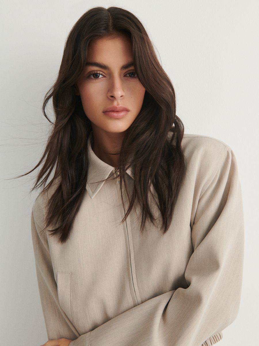 Suit style bomber jacket - beige - RESERVED - 4