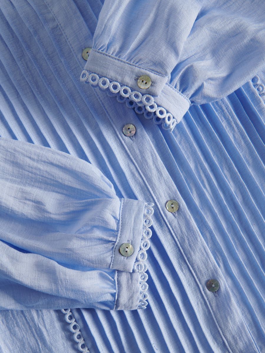 Viscose blouse with ruffle detail - light blue - RESERVED - 5