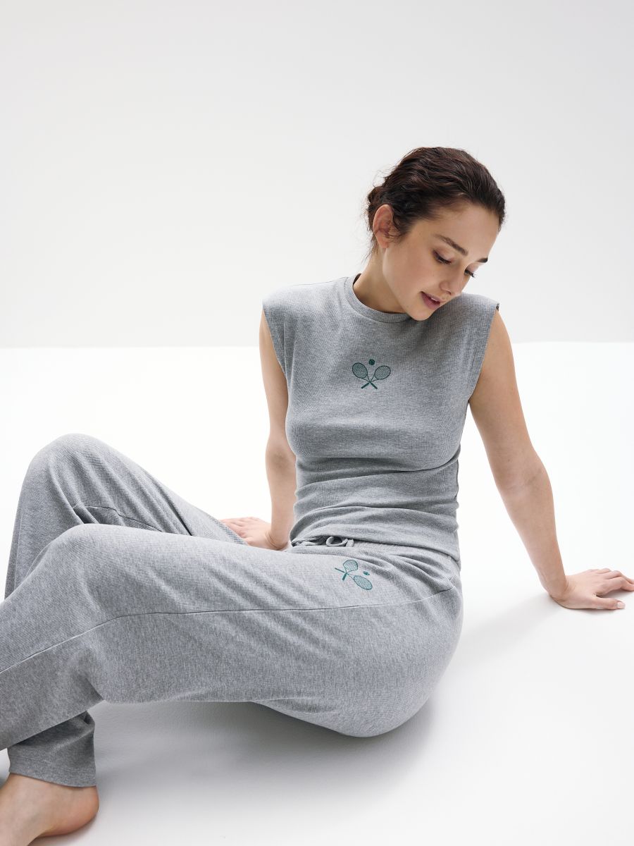 Ensemble de pyjama deux-pièces en coton - Gris clair - RESERVED - 4
