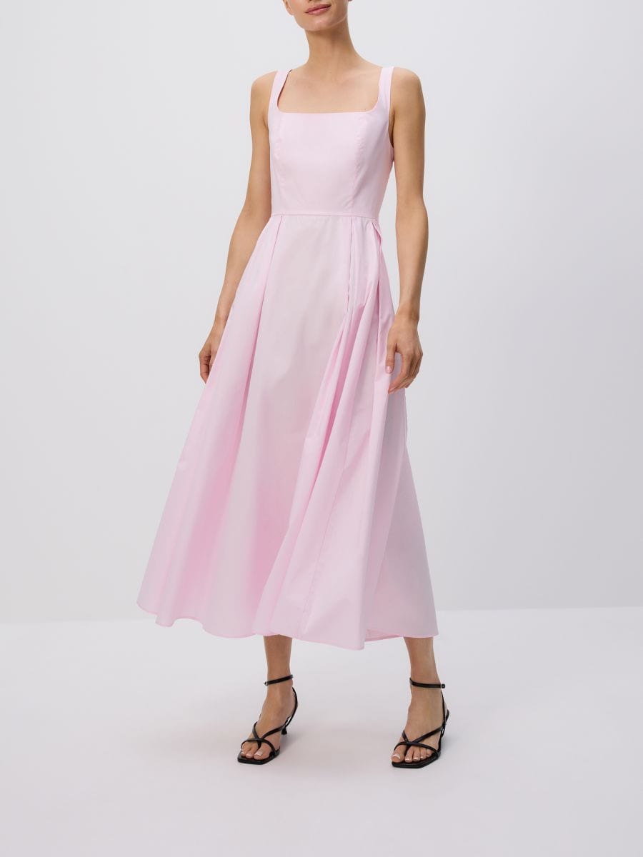 Rochie midi din bumbac - roz - RESERVED