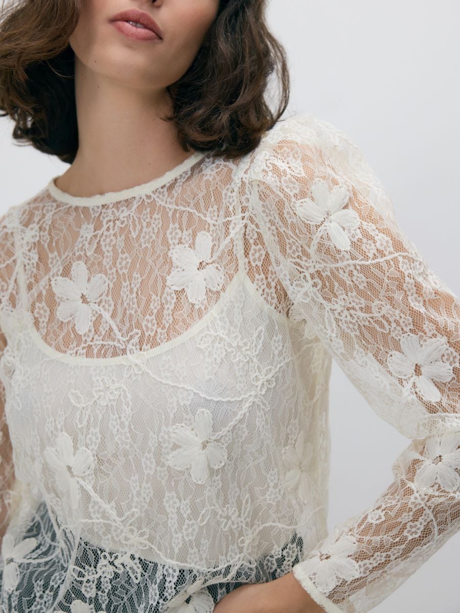 Haut en dentelle - crème - RESERVED