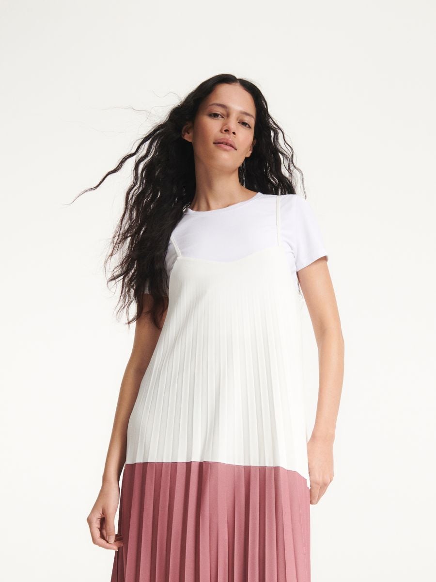 Dress with pleats - multicolor - RESERVED - 3