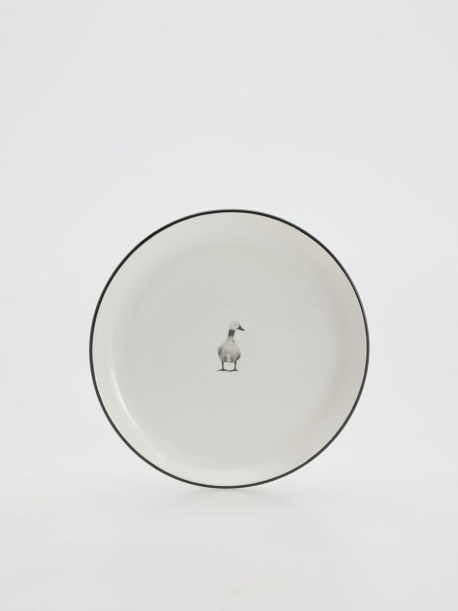 Plate with decorative rim - white - RESERVED