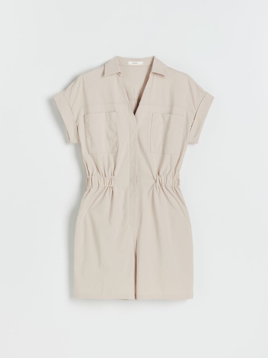 Jersey playsuit - beige - RESERVED - 4