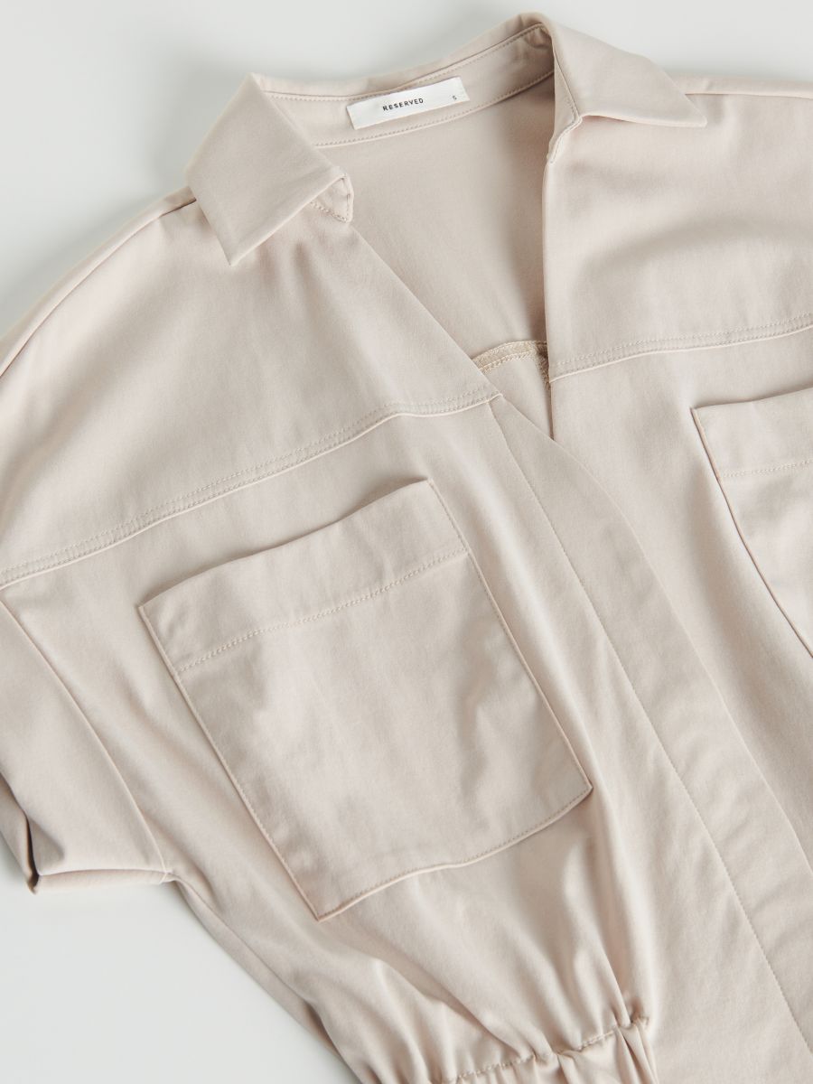 Jersey playsuit - beige - RESERVED - 5
