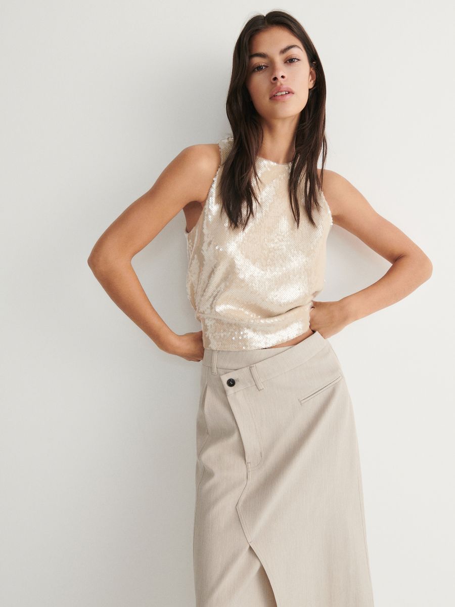 Skirt with asymmetric detail - beige - RESERVED