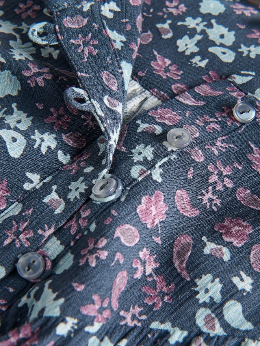 Viscose blouse with ruffle detail - multicolor - RESERVED - 2
