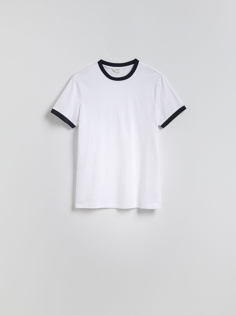 Slim fit cotton T-shirt - white - RESERVED