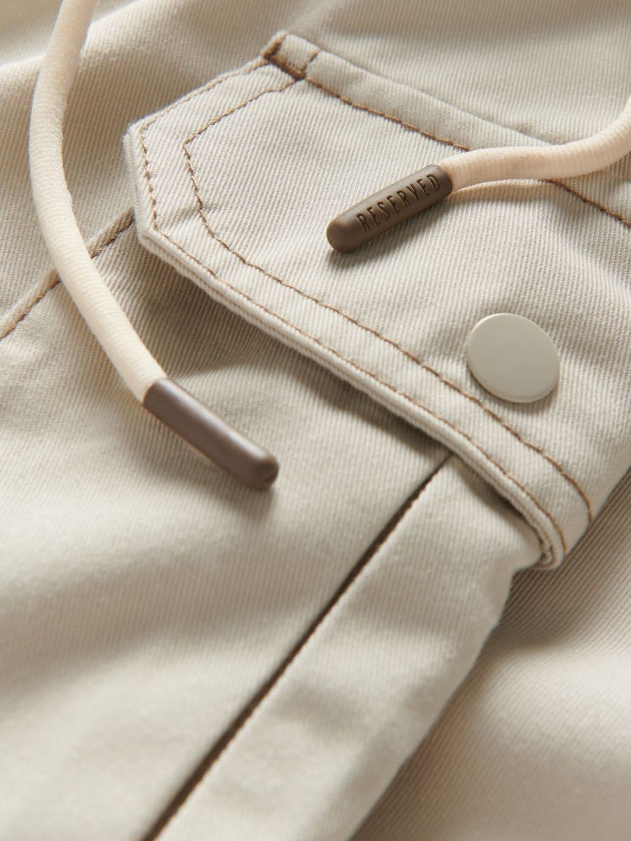 Cargo trousers with stitching - cream - RESERVED - 3