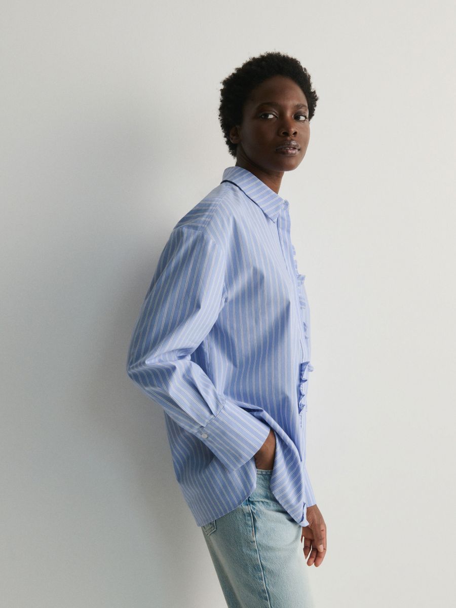 Camicia con volant - blu - RESERVED - 4