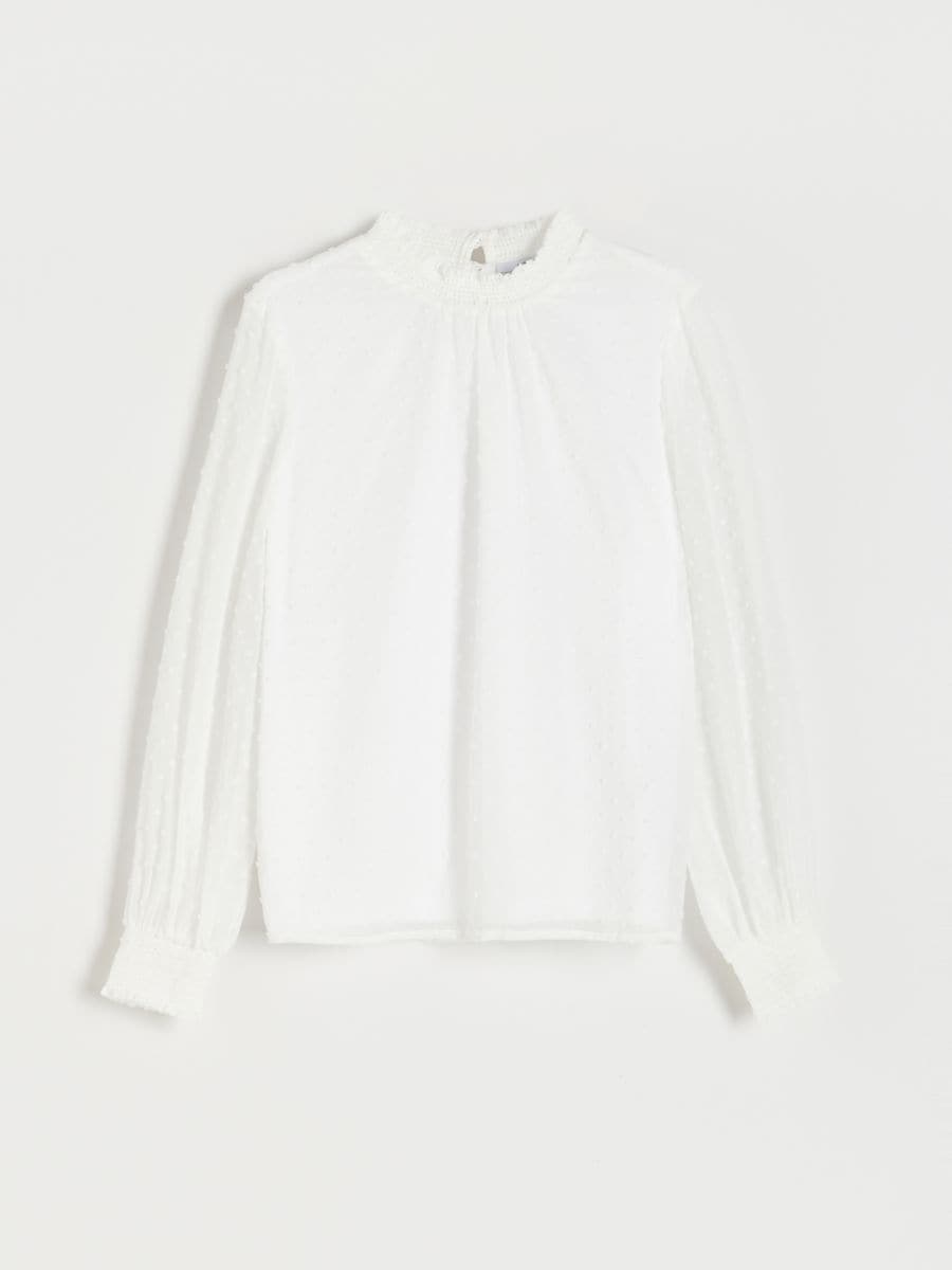 Blouse with stand up collar - white - RESERVED - 5