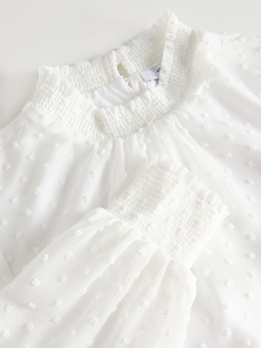 Blouse with stand up collar - white - RESERVED - 4