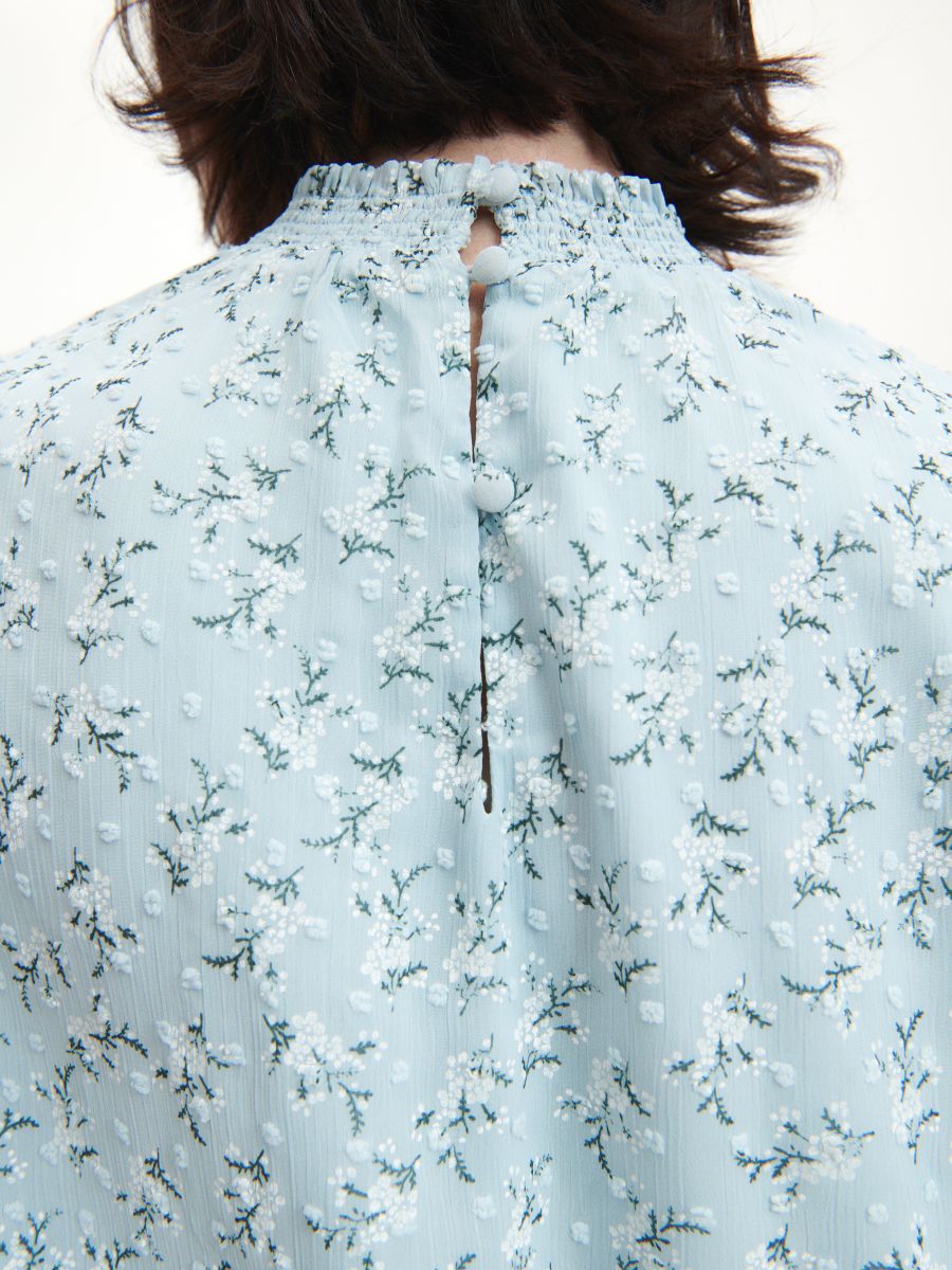 Blouse with stand up collar - pale blue - RESERVED - 3