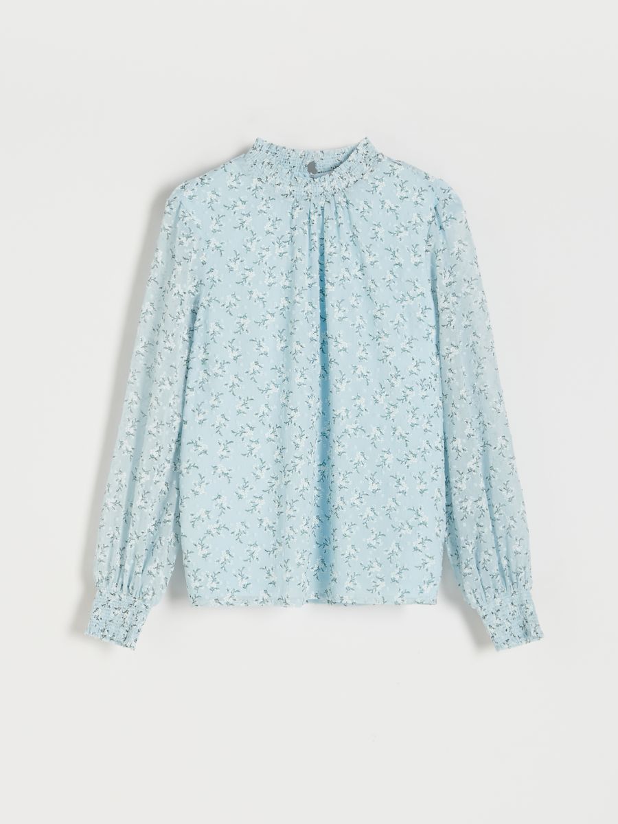 Blouse with stand up collar - pale blue - RESERVED - 4