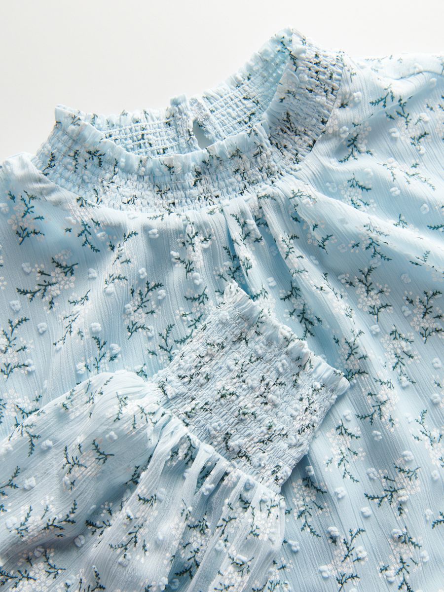 Blouse with stand up collar - pale blue - RESERVED - 5