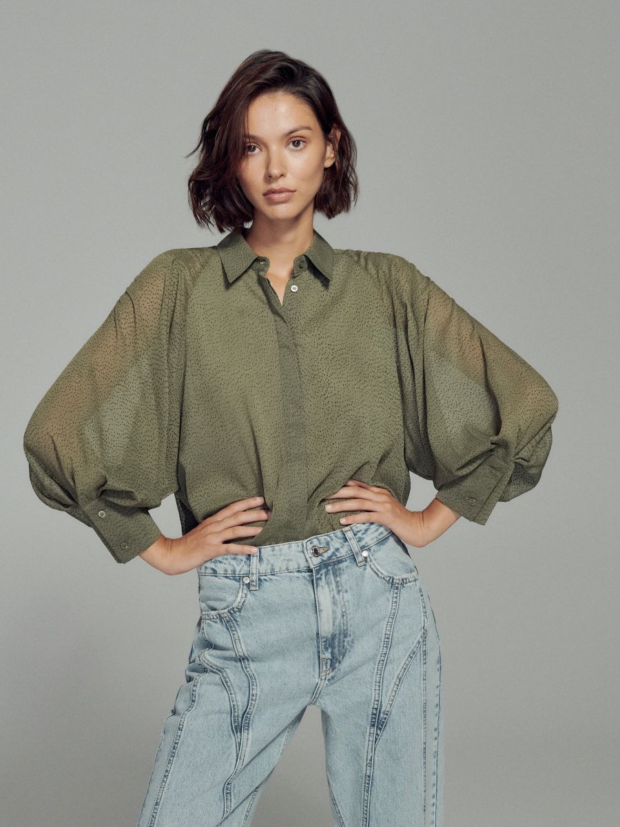 Camicia con maniche larghe - verde - RESERVED - 3