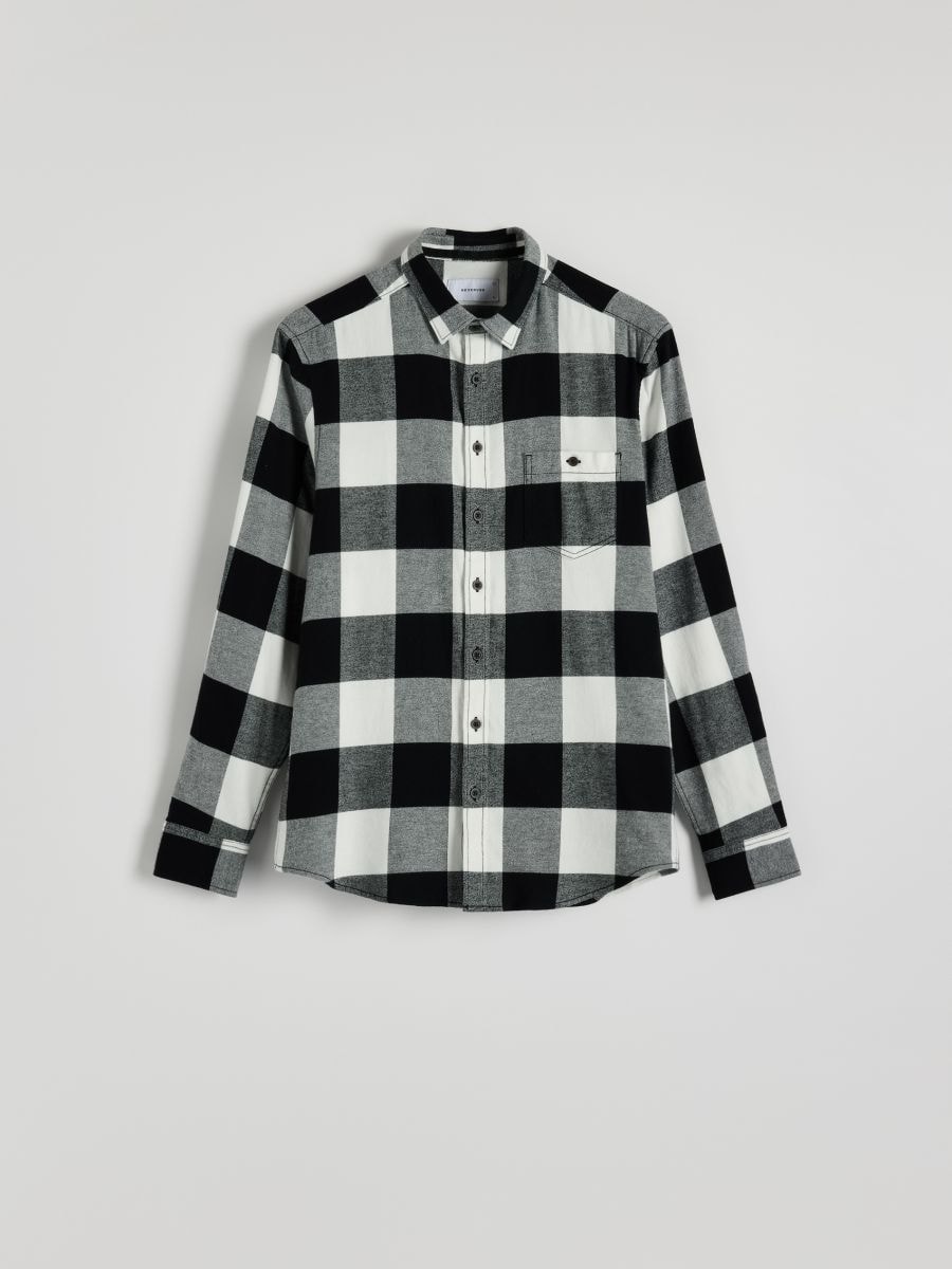 Regular fit cotton shirt - black - RESERVED